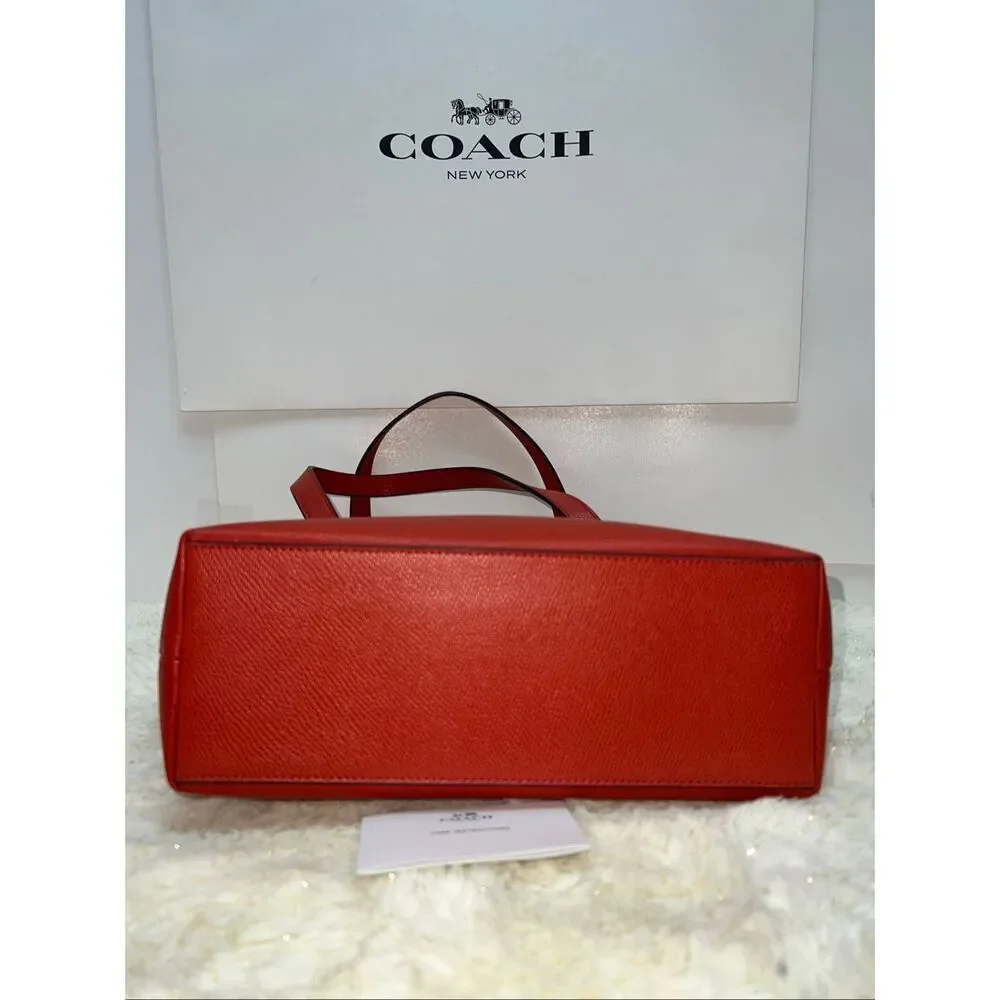 🔥🎁NWT! Coach Zip Top Tote Handbag Crossgrain Leather Carmine F36632 Msrp:$295